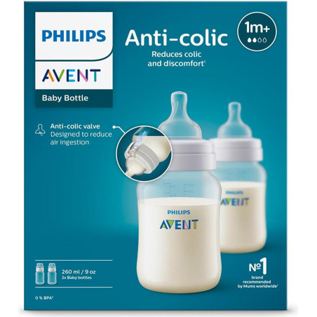 Шишета Philips-Avent Classic Anti-colic, 2х260 мл, PP, 1м+
