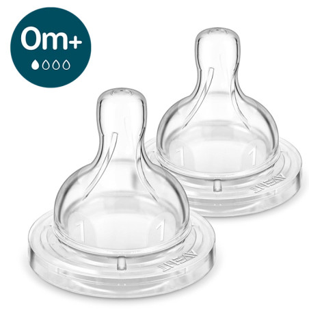 Силиконов биберон за хранене Philips-Avent Anti-colic 3.0, поток 1, 0м+