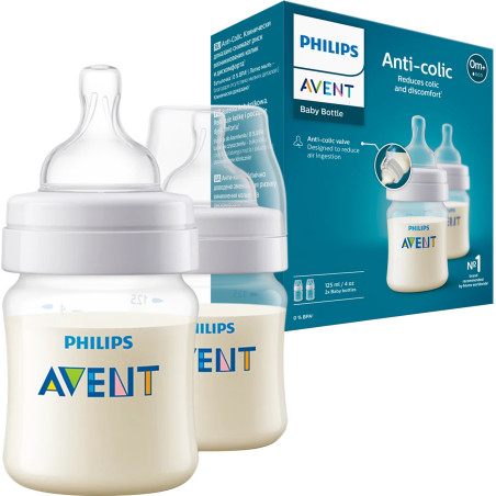 Шишета Philips-Avent Classic Anti-colic, 2х125 мл, PP, 0м+