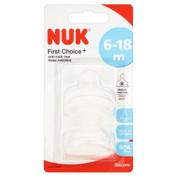 Силиконов биберон за хранене Nuk, 2 броя, размер M, 6-18м