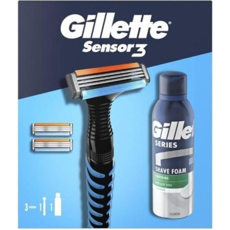 GILLETTE Sensor 3 Дръжка + 3 ножчета + Пяна за бръснене 200мл., комплект