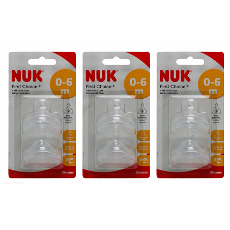 Силиконов биберон за хранене Nuk, 2 броя, размер S, 0-6м