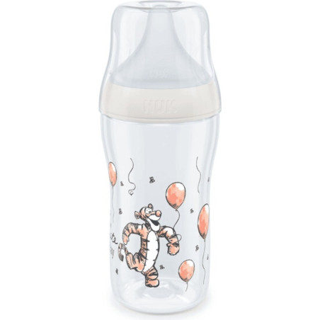 Бебешко пластмасово шише Nuk Termo Control Perfect Match, 260 мл, силиконов биберон M, 3м+, Disney, Тигър