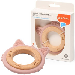 Дървена и силиконова гризалка Babyono Kitten 1076/02