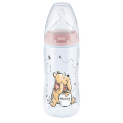 Бебешко шише Nuk First Choice Temperature control, 300мл, силикон, Disney, 0-6м, розово