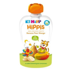 HIPP  8523 HiPPiS БИО банан, круша, манго, плодова закуска, пауч, 100 гр