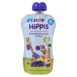 HIPP 8526 HiPPiS БИО Слива, касис, круша , плодова закуска, пауч, 100 гр
