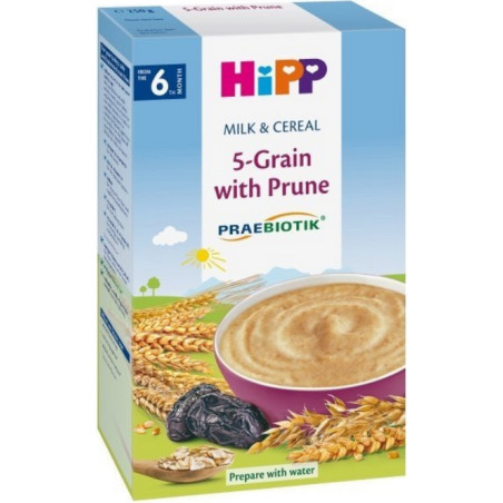HIPP 9% ДДС 2918 5 зърнени култури със Сливи, инстантна каша, 250 гр