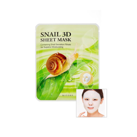 Missha Snail 3D Sheet Mask Текстилна 3D маска със секрет от охлюв