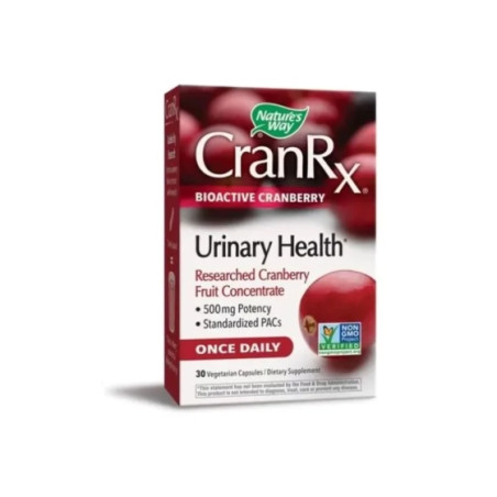 CRAN Rx Биоактивна Червена боровинка капсули за уринарния тракт 500мг х30 Nature's Way