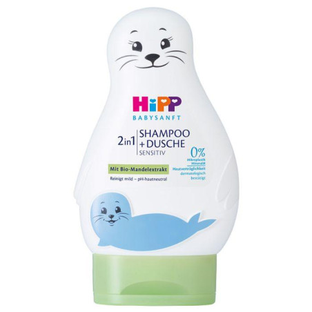 HIPP Babysanft 90124 2 в 1 Шампоан и Душ гел, измивна пяна, 200 мл