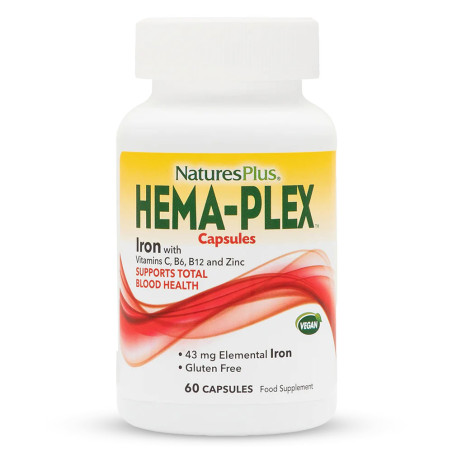 При Анемия и нисък Хемоглобин HEMA-PLEX® Капсули – NaturesPlus (60 капс)