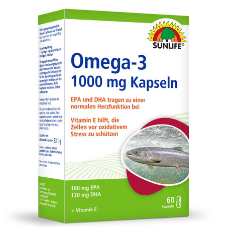 Омега-3 Рибено Масло 1000 mg с Витамин Е – SUNLIFE (60 Гел капсули)