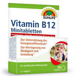 Витамин Б12 Цианокобаламин (Vitamin B12) 500 µg – SUNLIFE (60 табл)