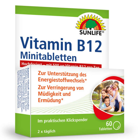 Витамин Б12 Цианокобаламин (Vitamin B12) 500 µg – SUNLIFE (60 табл)