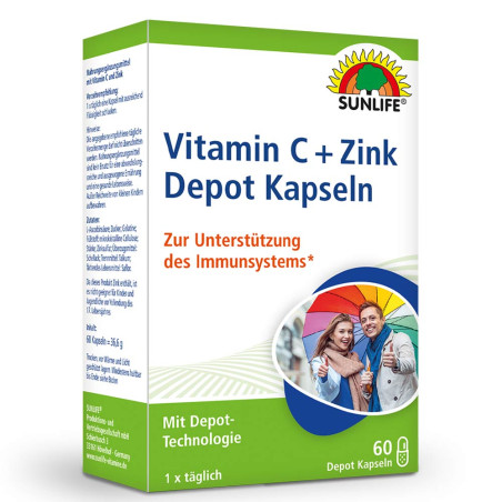 Витамин С 225 mg + Цинк 2.25 mg – SUNLIFE (60 капс)