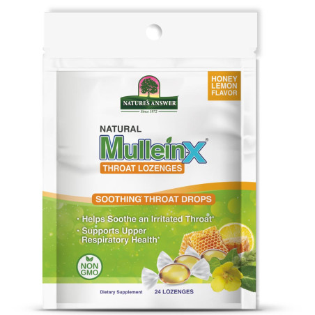 Билкови Пастили за Гърло с Лопен Mullein-X® – Nature’s Answer (24 бр)