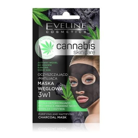 EVELINE CANNABIS SKIN CARE 3 in 1 МАСКА С АКТИВЕН ВЪГЛЕН, 7 ml