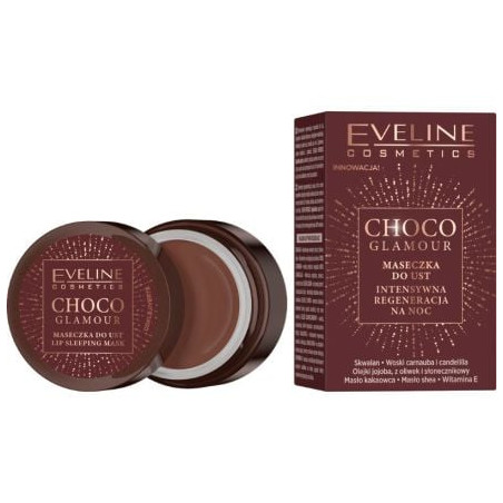EVELINE CHOCO GLAM ИНТЕНЗИВНО РЕГЕНЕРИРАЩА МАСКА ЗА УСТНИ, 10 МЛ