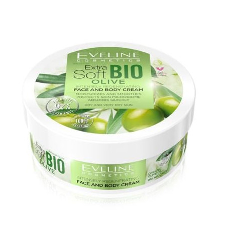 EVELINE EXTRA SOFT РЕГЕНЕРИРАЩ КРЕМ ЗА ЛИЦЕ И ТЯЛО С БИО МАСЛИНА, 175 МЛ