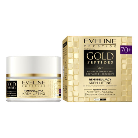 EVELINE GOLD PEPTIDES 70+ ДНЕВЕН/НОЩЕН РЕМОДЕЛИРАЩ ЛИФТИНГ-КРЕМ, 50 МЛ