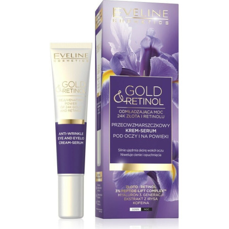 EVELINE GOLD&RETINOL ОКОЛООЧЕН КРЕМ ПРОТИВ БРЪЧКИ, 20 МЛ