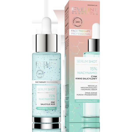 EVELINE SERUM SHOT 15 % НИАЦИНАМИД, ЛИЦЕ-ШИЯ-ДЕКОЛТЕ, 30 МЛ