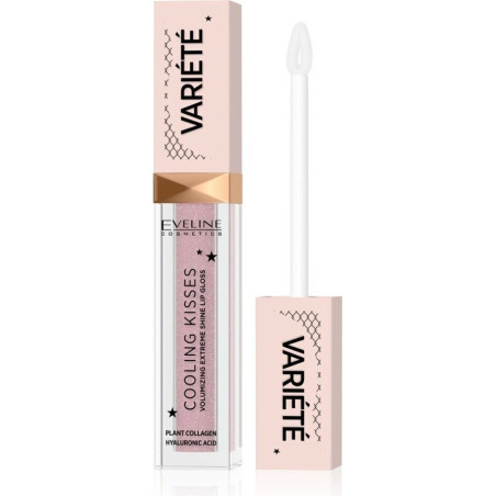 EVELINE VARIETE COOLING KISSES ГЛАНЦ ЗА УСТНИ С БЛЯСЪК, 02 SUGAR NUDE , 6.8 МЛ