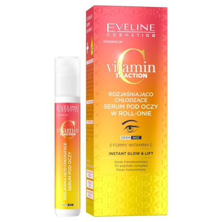 EVELINE VITAMIN C 3XACTION ОЗАРЯВАЩ И ОХЛАЖДАЩ ROLL-ON СЕРУМ ЗА ОЧИ 15ML