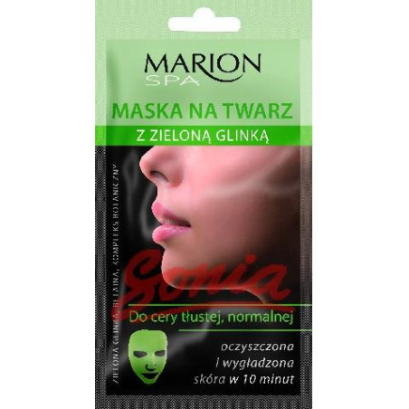 MARION SPA EX1038 МАСКА ЗА ЛИЦЕ ЗЕЛЕНА ГЛИНА, 20 ГР / ТЕКСТИЛНА /