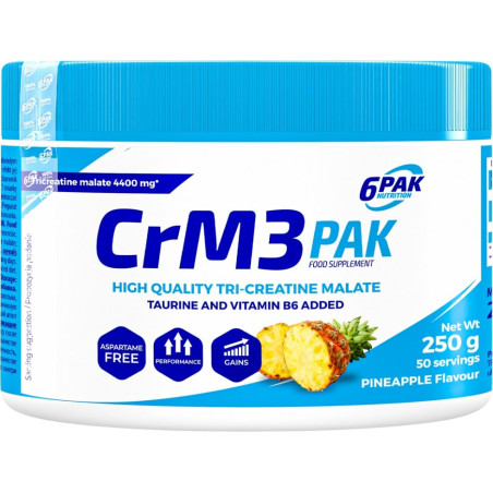 6PAK Nutrition CrM3 PAK (Tri-Creatine Malate + Taurine) 250 грама, 50 Дози Ананас