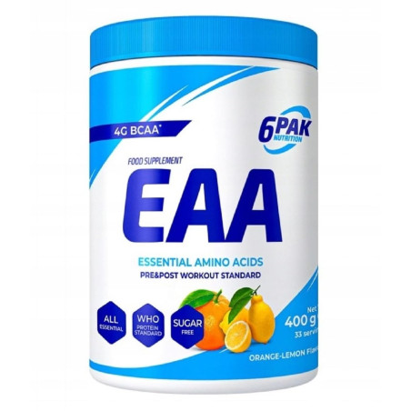 6PAK Nutrition EAA Powder 400 грама, 40 Дози Портокал - лимон_x000D_