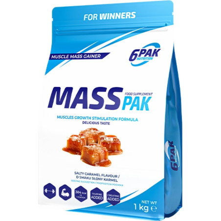6PAK Nutrition MASS PAK 1000 грама, 10 Дози Солен карамел