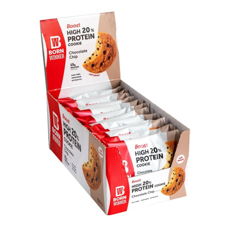 Born Winner Boost 20% High Protein Cookie 12 x 75 грама Шоколад с парченца