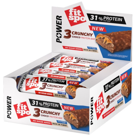 FIT SPO Fit Spo Power | 3 Choco Crunchy Bar - 31% Protein 12 x 50 грама Троен Шоколад
