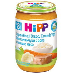 HIPP Зеленчуци, ориз, телешко 6413, пюре, 220 гр
