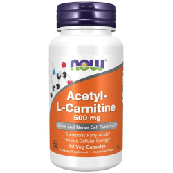 NOW - Acetyl L-Carnitine 500 МГ - 50 Капсули