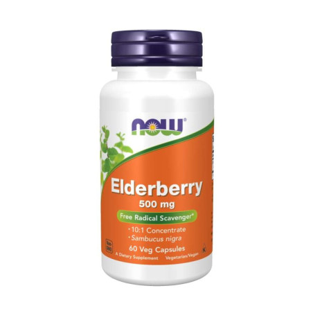 NOW - Elderberry Extract 500 МГ - 60 Капсули