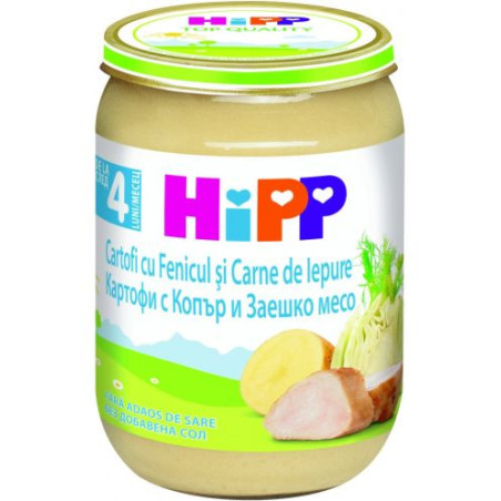 HIPP 9% ДДС Картофи, копър, заешко 6173, пюре, 190 гр