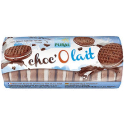PURAL - БИО БИСКВИТИ ОТ СПЕЛТА ШОКОЛАДОВИ С КРЕМ МЛЯКО С МЕД - 85 g
