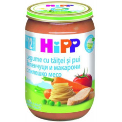 HIPP Макарони, зеленчуци, пилешко 6803, пюре, 220 гр