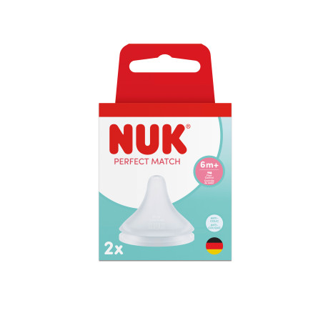 NUK Perfect Match биберон за хранене силикон 6+, Flow control, 2бр.