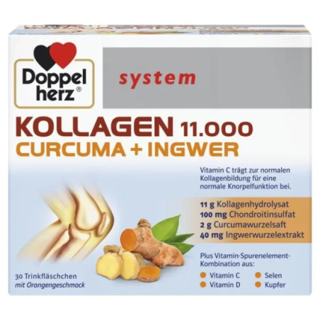 Doppelherz System Колаген, Куркума, Джинджифил флакони за здрави стави х30