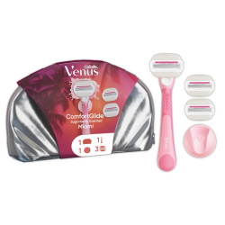GILLETTE Venus Comfortglide Miami дръжка с 3 ножчета + несесер, комплект за жени