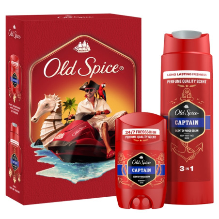 OLD SPICE Captain, комплект за мъже, душ гел 3в1 250мл + стик дезодорант 50мл