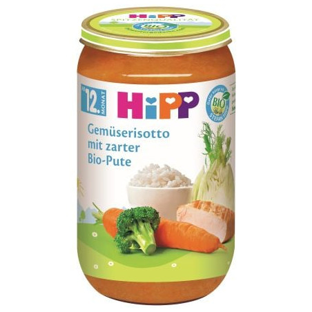 HIPP 6800 Зеленчуково Ризото с Пуешко, пюре, 250 гр