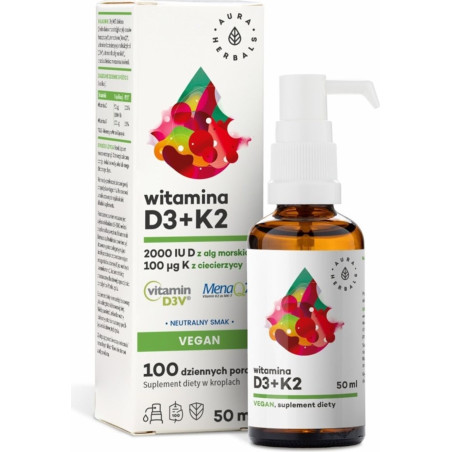 Кости и стави - Витамин D3 + K2 (веган формула), 50 ml капки