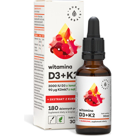 Кости и стави - Витамин D3 800 IU + K2 36 µg + Куркума, 30 ml капки