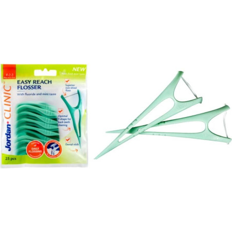 Jordan КЗ EASY REACH 2 в 1 Конец  и клечка за зъби 25 броя