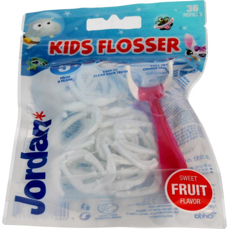 Jordan КЗ KIDS FLOSSER Детски конец за зъби с дръжка + 36 бр пълнители